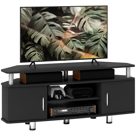 HOMCOM TV Unit Cabinet for TVs up to 55 Inches with Storage Shelves and Cupboard, Entertainment Centre for Living Room, Black