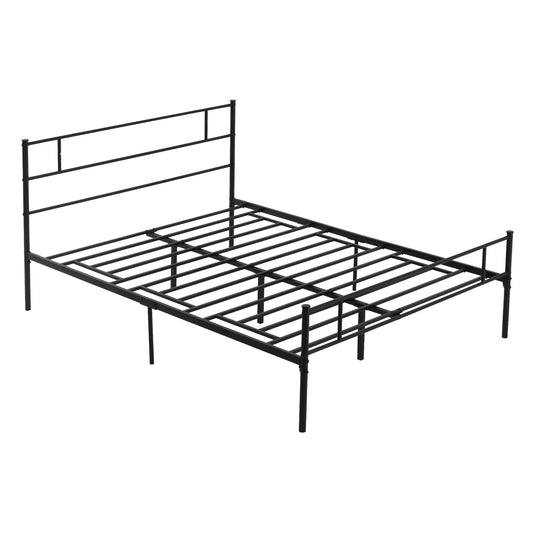 HOMCOM King Metal Bed Frame Solid Bedstead Base with Headboard and Footboard, Metal Slat Support and Underbed Storage Space, Bedroom Furniture, Black