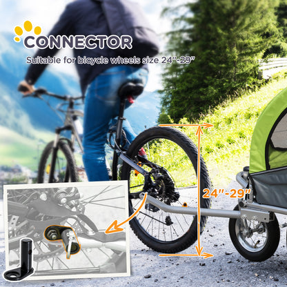 PawHut Dog Bike Trailer Pet Stroller Cart Carrier for Bicycle 360√Ç¬∞ Rotatable with Reflectors 3 Wheels Hitch Coupler Push/ Pull/ Brake Water Resistant Green