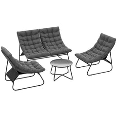 Outsunny Four-Piece Curved Seat Garden Sofa Set - Grey/Black