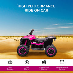 HOMCOM 12V Ride-On Quad Bike w/ Music, Horn, for Ages 3-5 Years - Pink