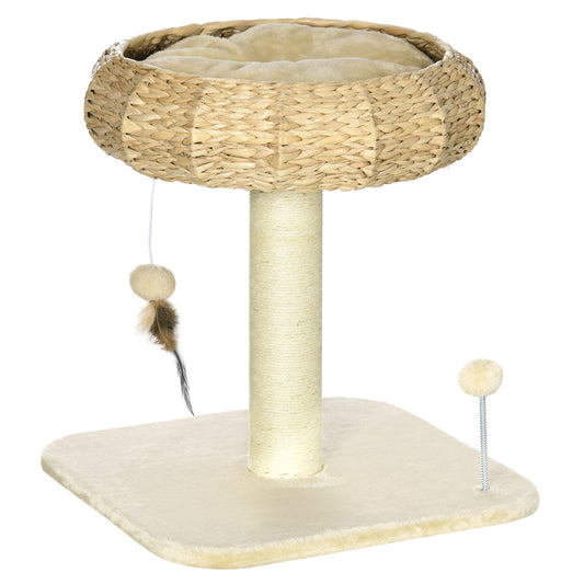 PawHut 51cm Cat Tree Kitten Tower, with Sisal Scratching Post, Top Bed, Toy Ball