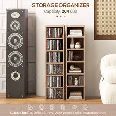 HOMCOM Set of Two 102 CD Storage Units - Wood-Effect