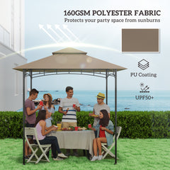 غطاء سقف بديل لشرفة الشواء الخارجية من Outsunny Grill Gazebo بإطار 1.5 × 2.4 متر، حماية UPF50+، طبقة مزدوجة 5 × 8 أقدام، غطاء علوي فقط، كاكي