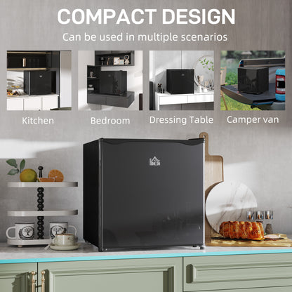 HOMCOM 46 Litre Table Top Mini Fridge, Small Fridge with Ice Box, Reversible Door, Adjustable Temperature and Legs for Bedrooms, Home Office, Black