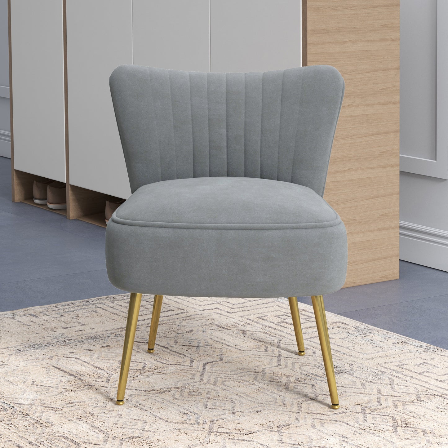 HOMCOM Velvet-Feel Tub Accent Chair - Grey