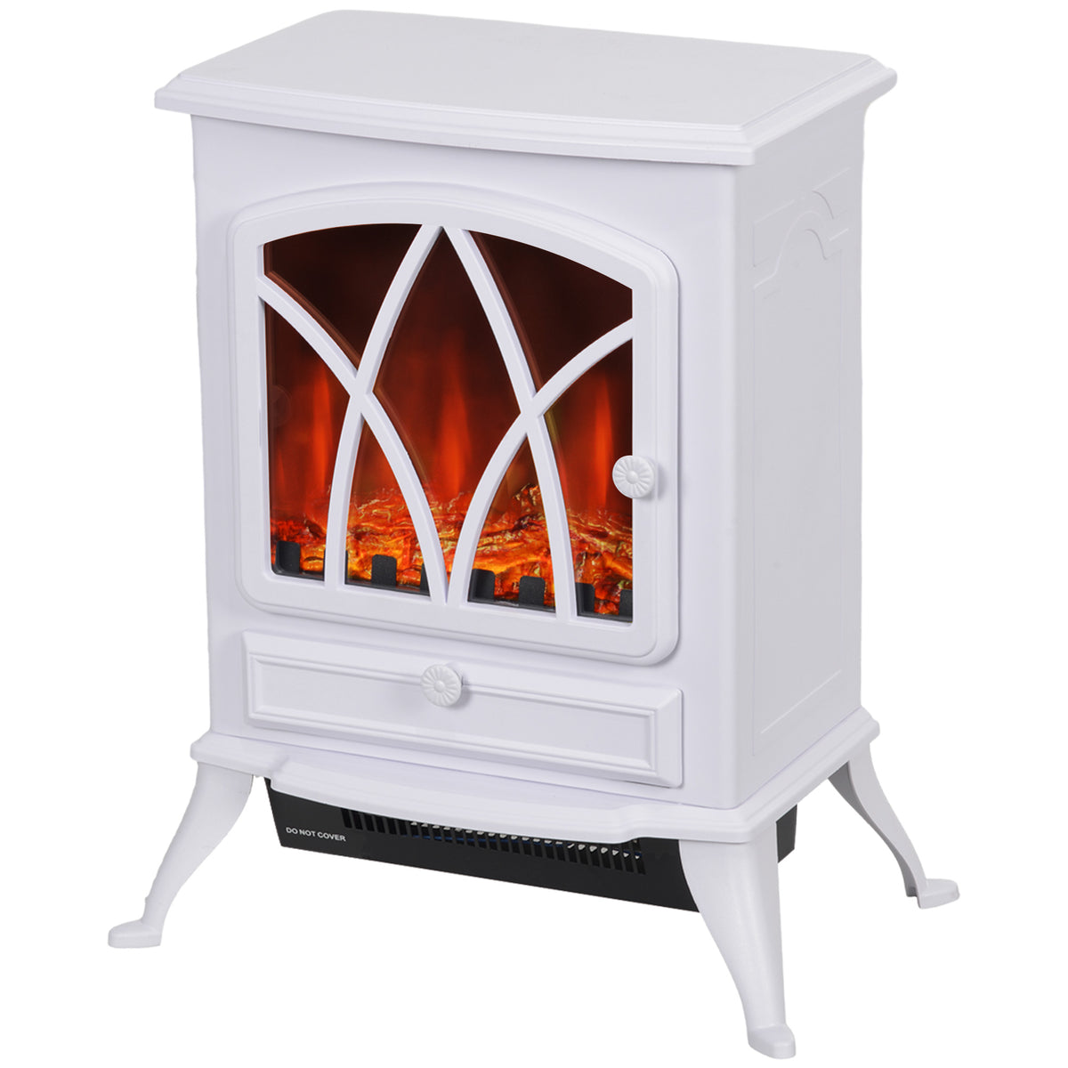 HOMCOM 1kW-2kW Vintage Electric Fireplace Heater - White