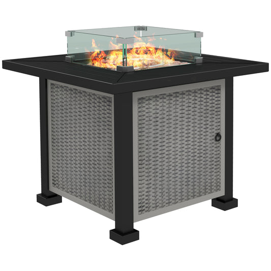 Outsunny 81 x 81cm 50,000 BTU Gas Fire Pit Table - Grey