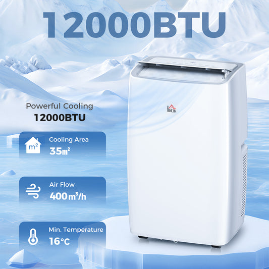HOMCOM Portable Air Conditioner 12000 BTU, 4-in-1 Air Conditioning Unit, Dehumidifier, Cooling, Fan, Sleep Mode with 3 Speeds, Remote Control, LED Display, 24H Timer, Window Kit, Children Lock, 35m√Ç¬≤