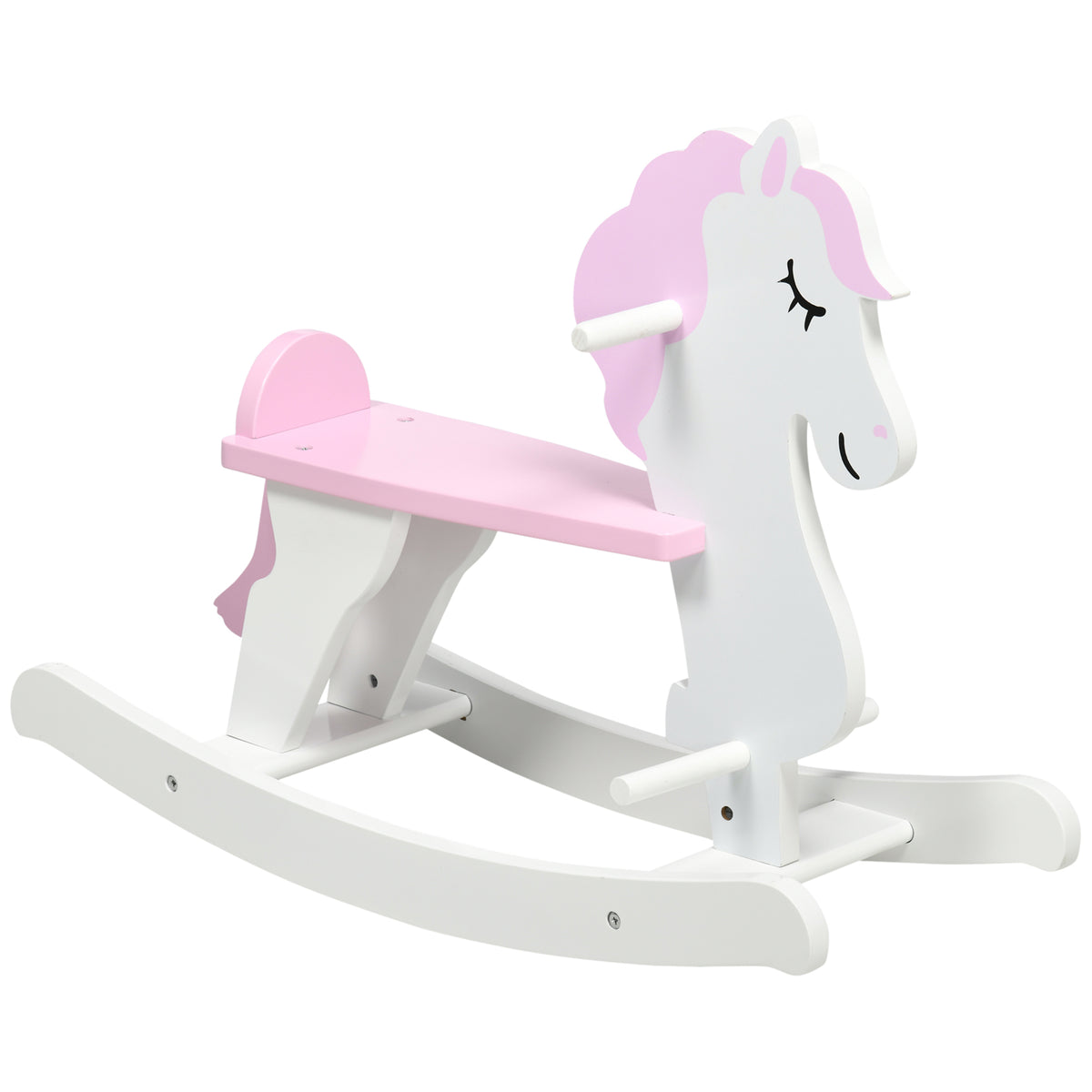 HOMCOM Kids Rocking Horse, with Handlebar, Foot Pedal - Pink