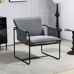 HOMCOM Minimal Padded Accent Chair, with Pockets - Grey