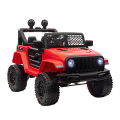 HOMCOM Kids Electric Ride On Car 12V Off Road Toy with Parental Remote Control 2 Motors Horn Lights Suspension Wheels for 3-6 Years Old Red