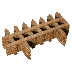 Outsunny Pack of 12 Wooden Border Fences, Garden Fixed Picket Fence for Lawn Edging, Flowerbed, 60L x 1D x 34H cm, Brown