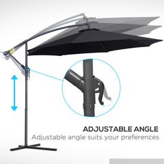 Outsunny 3 m Banana Parasol-Black