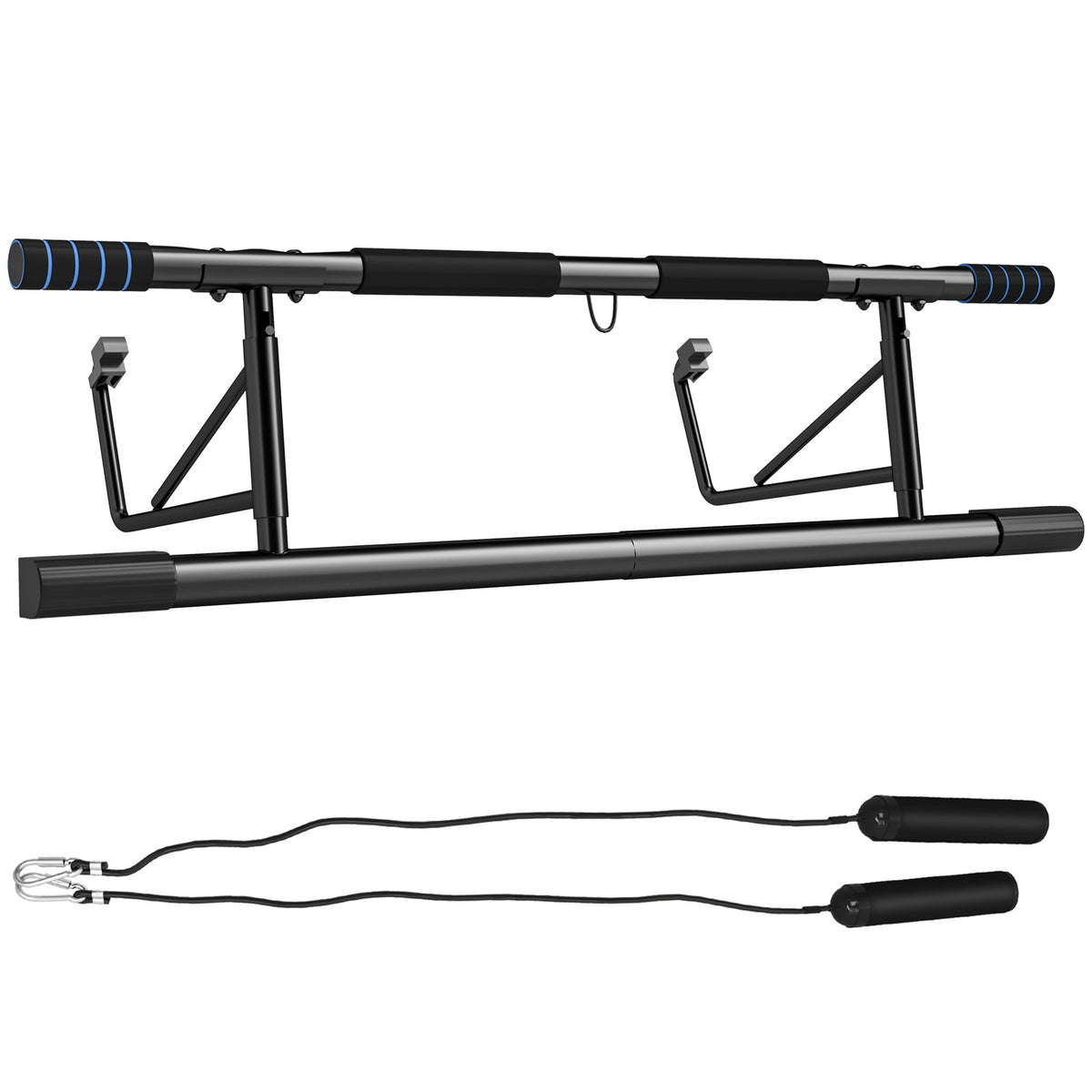 SPORTNOW Pull-Up Bar Doorway with Resistance Bands, No Drilling Chin-Up Bar Push Up Stand with Padded Handles for Home Gym Exercise