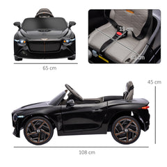 HOMCOM Bentley Bacalar Licensed 12V Kids Electric Car, with Remote Control, Black