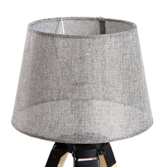 HOMCOM Wooden Tripod Table Lamp for Side, Desk or End Table with E27 Bulb Base√Ø¬ºÀÜGrey Shade√Ø¬º‚Ä∞