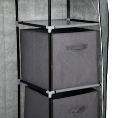 HOMCOM Fabric Wardrobe, Portable Wardrobe, Clothes Storage Unit with 5 Compartments, Hanging Rail and 2 Fabric Drawers, 102 x 42.5 x 162.5cm, Dark Grey