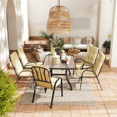 Outsunny Seven-Piece Garden Dining Set with Cushions - Beige