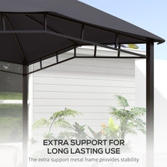 Outsunny 3x3(m) Outdoor Gazebo Garden Gazebo Pavilion Sunshade Canopy Tent with Steel Frame, Grey