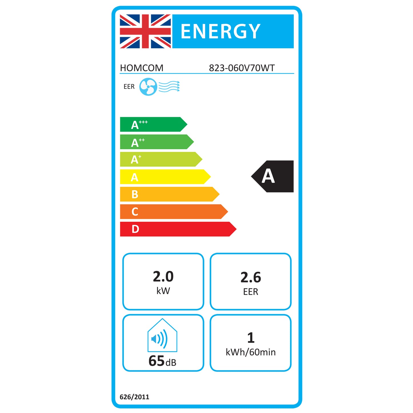 HOMCOM 7,000 BTU App-Controlled Mobile Air Conditioner, 15m√Ç¬≤ Radius - White