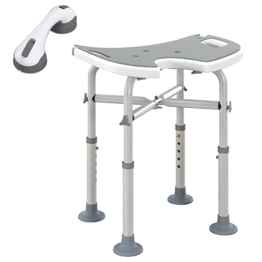 HOMCOM 39-51.5cm 'U' Seat Padded Shower Stool - Grey