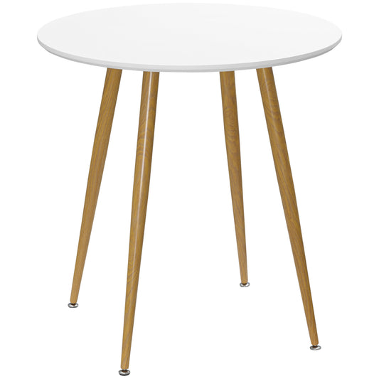 HOMCOM Modern Dining Table for 2 People, Round Kitchen Table, with Matte Top and Metal legs, Dining Room Living Room, White