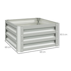 Outsunny Set of Two 60 x 60cm Steel Planter Boxes - Light Grey