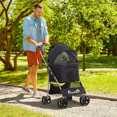 PawHut 3 In 1 Detachable Pet Stroller, for Extra Small and Small Dogs - Black