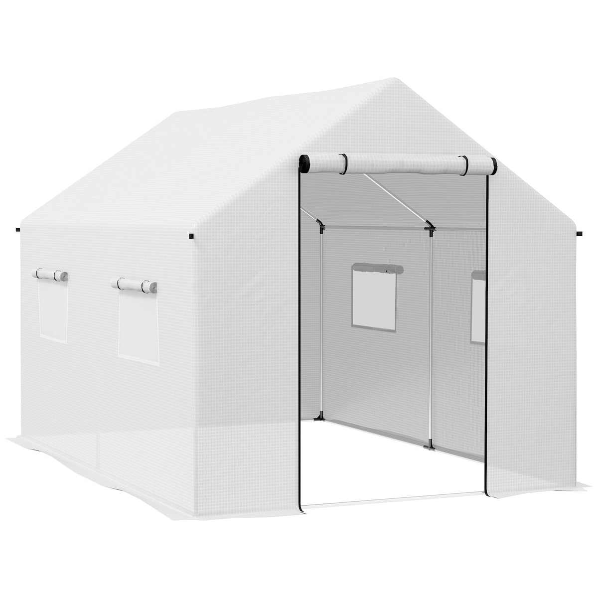 Outsunny Polyethylene Walk-in Polytunnel Greenhouse, 2 x 3(m), White