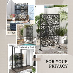 Outsunny Metal Decorative Privacy Screen Outdoor Divider, Black Twisted Lines