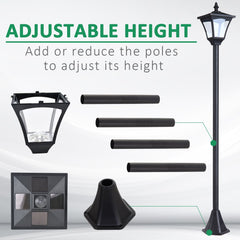 Outsunny Outdoor Garden Solar Post Lamp Photosensitive LED Lantern Bollard Pathway 1.2M Tall √¢‚Ç¨‚Äú Black