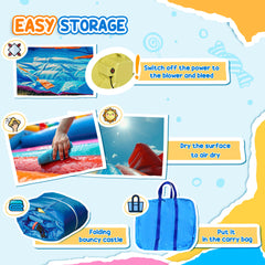 Outsunny 4 in 1 Kids Bouncy Castle Extra Large Double Slides & Trampoline Design Inflatable House Pool Climbing Wall with Blower Carrybag for Kids Age 3-8, 3.8 x 3.7 x 2.3m