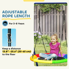 AIYAPLAY 6 in 1 Metal Kids Swing Set with 3 Swings, Climbing Ladder & Net, Basketball Hoop, for Ages 3-8