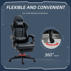 Vinsetto Computer Gaming Chair with Footrest, Video Gaming Chair for Adults with 130√Ç¬∞ Reclining Back, Desk Chair with Lumbar Support and Adjustable Height, Black