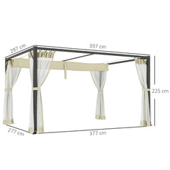 Outsunny 3 x 4m Aluminium Frame Pergola, with Retractable Roof - Khaki