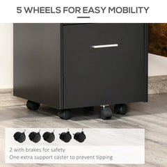 Vinsetto Lockable Two-Drawer Filing Cabinet, with Wheels - Black