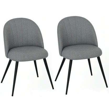 HOMCOM Velvet Dining Chairs Set of 2, Modern Upholstered Kitchen Chairs with Metal Legs, Shell Backrest and Padded Seat for Dining Room, Bedroom, Living Room, Vanity, Grey
