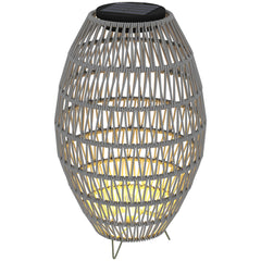 Outsunny Rattan Solar Lamp, Garden Solar Lantern with Auto On/Off Light, IP44 Waterproof, Decorative Outdoor Rattan Lamp for Porch, Pathway, Grey