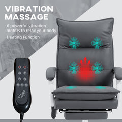 Vinsetto Vibration Massage Office Chair with Heat, Ergonomic Computer Desk Chairs, Faux Leather Desk Chair with Footrest, Armrest and Reclining Backrest, Charcoal Grey