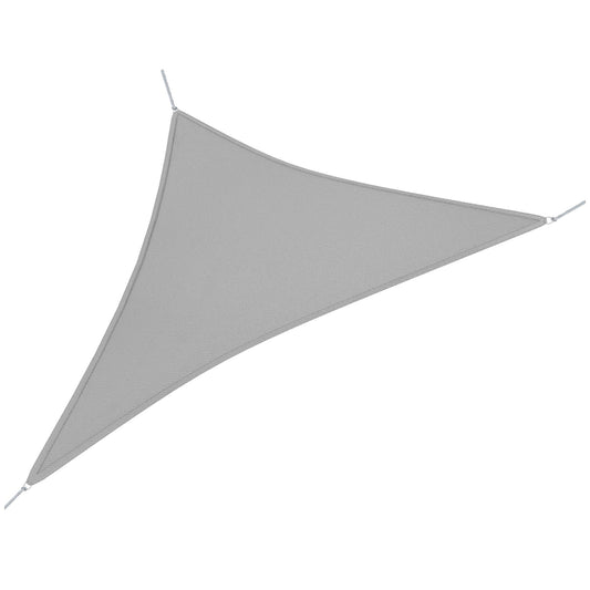 Outsunny 4x4x4m Triangle Sun Shade Sail, Outdoor UV Protection HDPE Canopy, Patio Deck Shelter with Steel Rings and Ropes, Grey