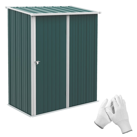 Outsunny 5.3 x 3.1ft Corrugated Steel Garden Shed - Green