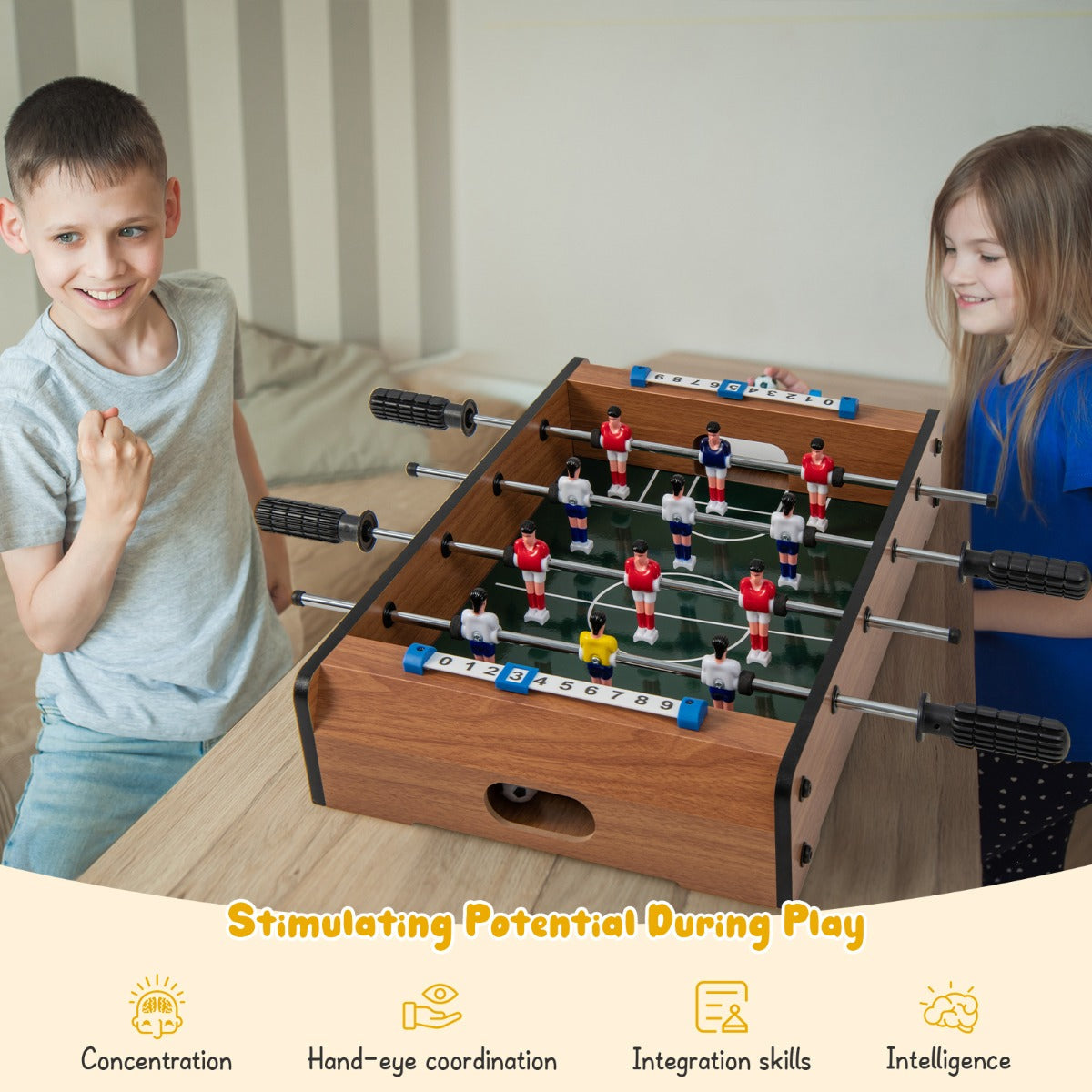 Mini Football Table for Double Player-Brown