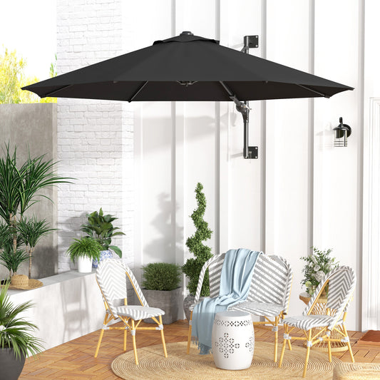 Outsunny 3m Wall-Mounted Parasol Shade, with Handle - Grey