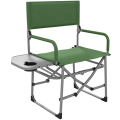 Outsunny Folding Directors Camping Chair, with Side Table - Green