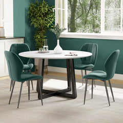 HOMCOM Set of Four Flannel Relaxed Tub Dining Chairs - Green