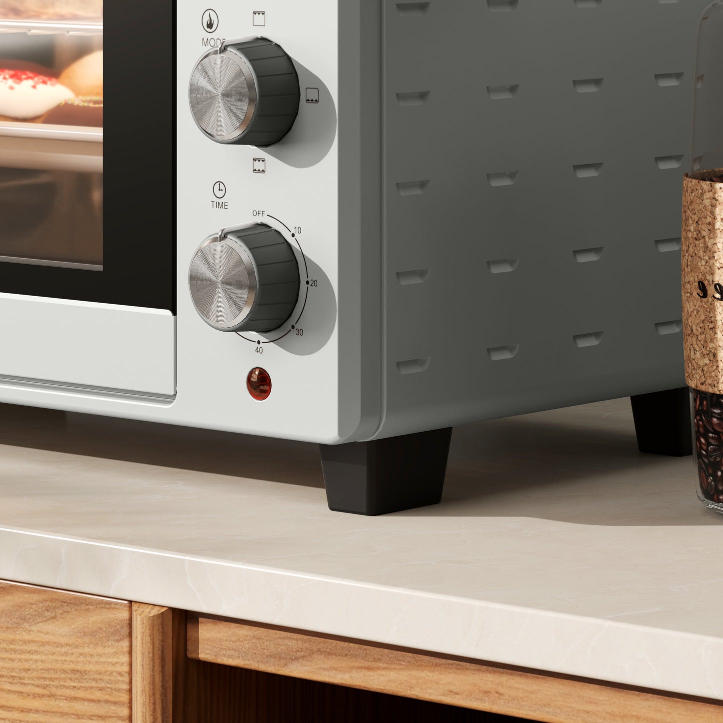 HOMCOM 21L Mini Countertop Oven, 100√Ç¬∞C-230√Ç¬∞C Adjustable Temp - Silver Tone