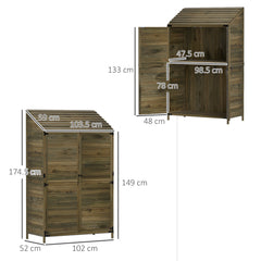 Outsunny 59 x 103.5 cm Two-Tier Wooden Garden Shed - Green