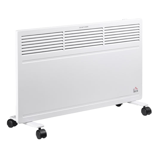 HOMCOM POWER Convector Radiator Freestanding or Wall-mounted Heating with 2 Heat Settings Safety Cut-Off, White