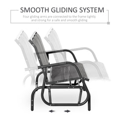 Outsunny 3-Seat Glider Rocking Chair for 3 People Garden Bench Patio Furniture Metal Frame, Grey